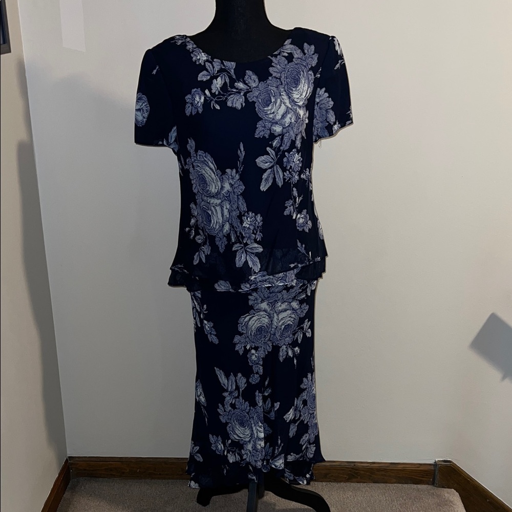 Talbots Purple Floral Skirt Set